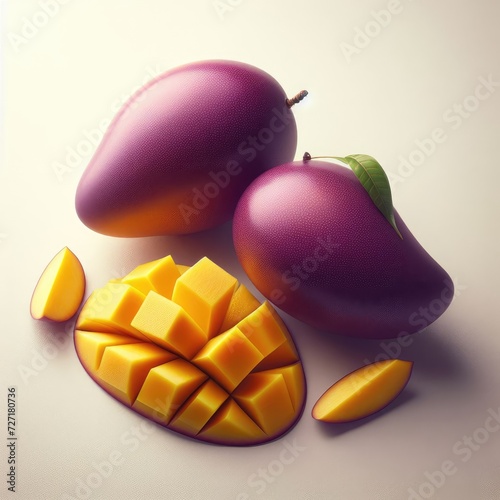mango fruit with slices of fruit