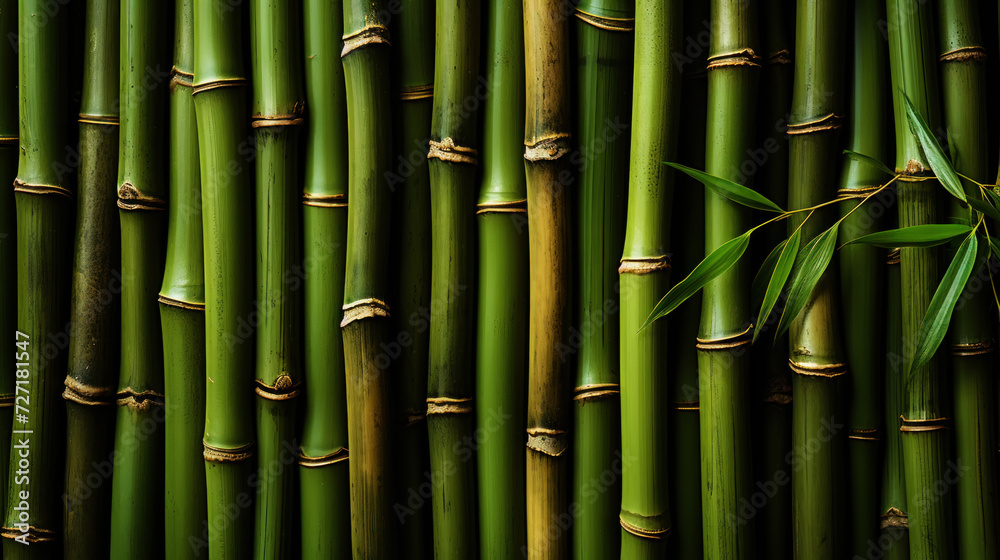 The background is made of fresh bamboo. Bright backdrop. Generative AI The background is made of fresh bamboo. Bright backdrop. Generative AI