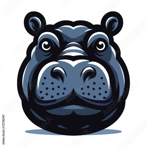 Wild animal hippopotamus head face design vector, zoology illustration, hippo flat design template isolated on white background