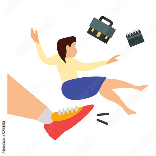 Challenges of loosing job vector icon design, Unemployment symbol, Economic stagnation sign, financial crisis stock illustration, businesswoman symbolizing job dismissal concept