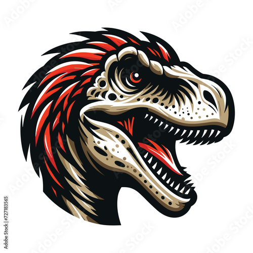 Wallpaper Mural Wild beast animal raptor dinosaur head face vector design illustration, prehistoric dino flat design template isolated on white background Torontodigital.ca
