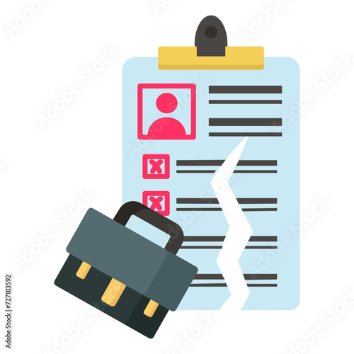 Job Contract Terminated vector icon design, Unemployment symbol, Economic stagnation sign, financial crisis stock illustration, Document Tear concept