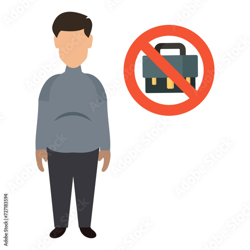 Obese workers vector icon design, Unemployment symbol, Economic stagnation sign, financial crisis stock illustration, Lazy Idle Colleagues concept