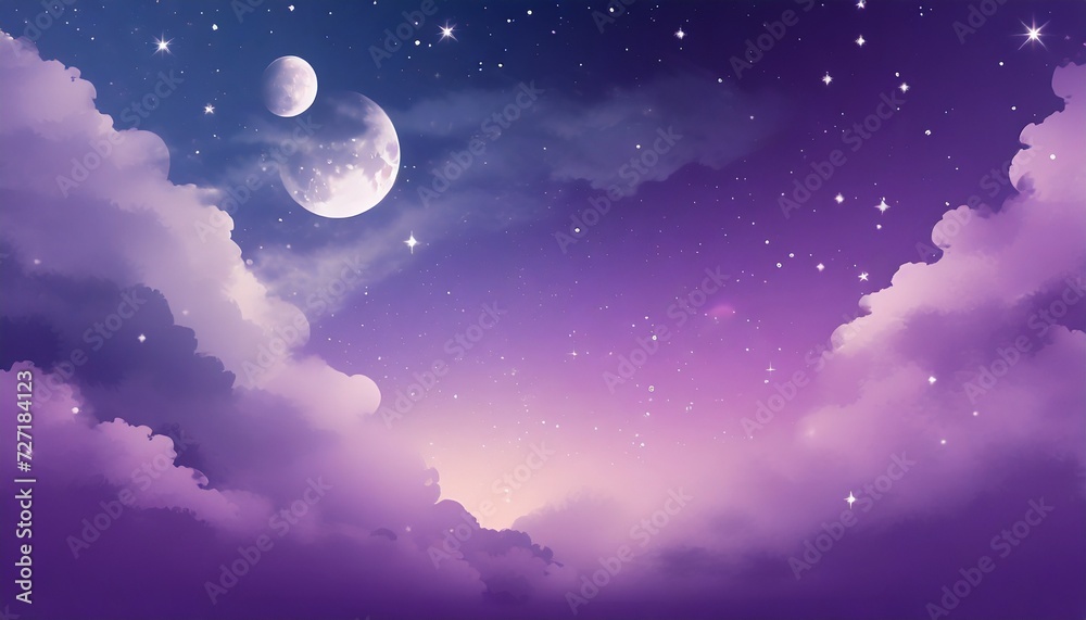 purple gradient mystical moonlight sky with clouds and stars phone background wallpaper