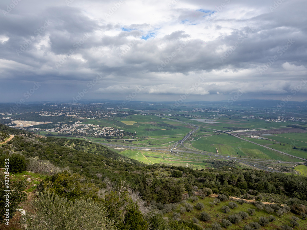View from Mount Carmel down upon Jezreel valley, Israel