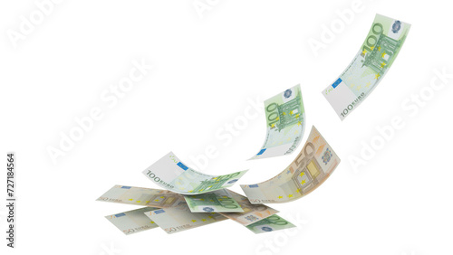 euro euros money banknotes falling fall - 3d rendering