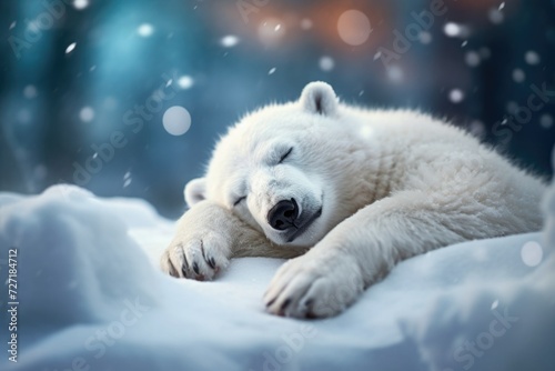 white polar bear sleeping