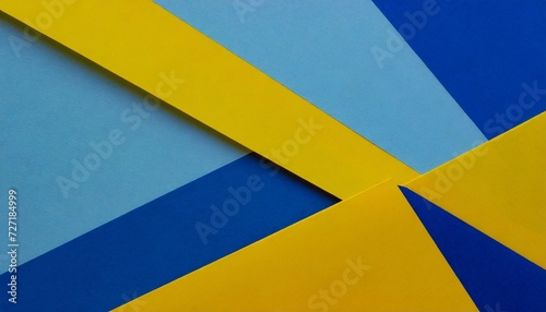 abstract blue and yellow color paper geometry composition background