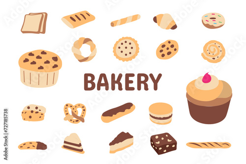 Bakery Flat Vector Illustration Icon Sticker Set Design Materials