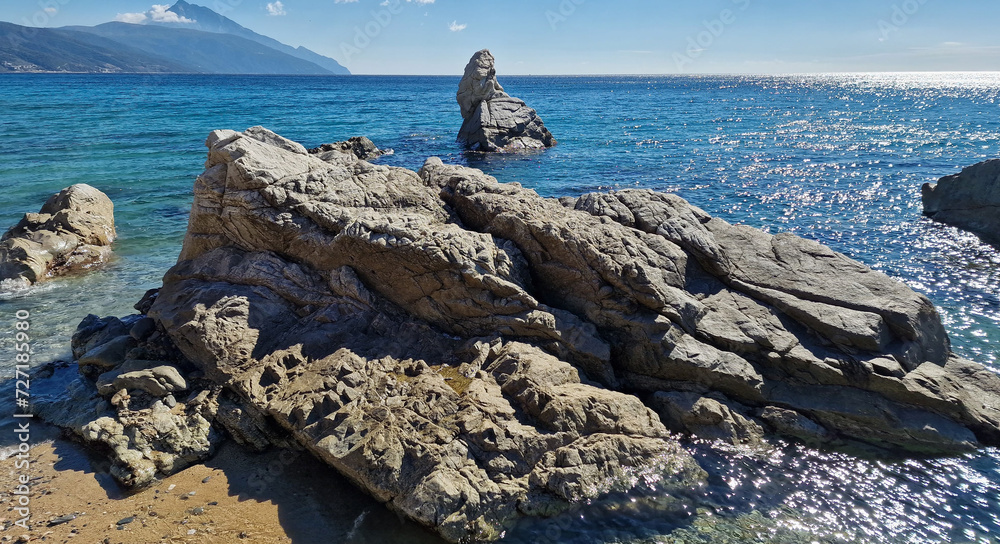 Sea and rocks, beautiful Mediterranean seaside