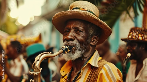 Man Playing Saxophone With Hat On, Carnival