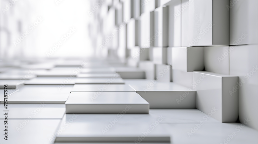 Picture of a hall decorated with square shapes on the walls and corridors. Picture of a hall decorated with square shapes on the walls and corridors.