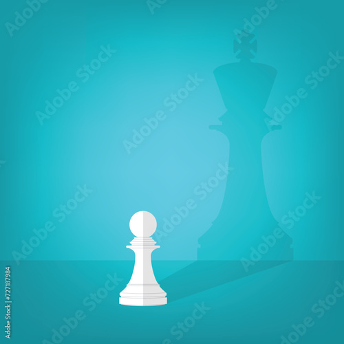 Dream big. Vector chess pawn with shadow of the king