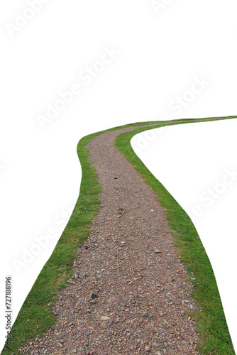  Brown gravel path across the green grass