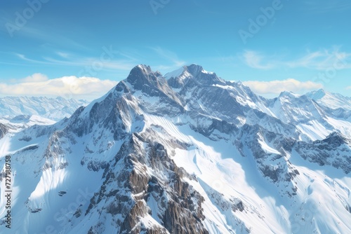 Switzerland  Panoramic view on Snow Alps and Blue Sky around Titlis mountain © darshika