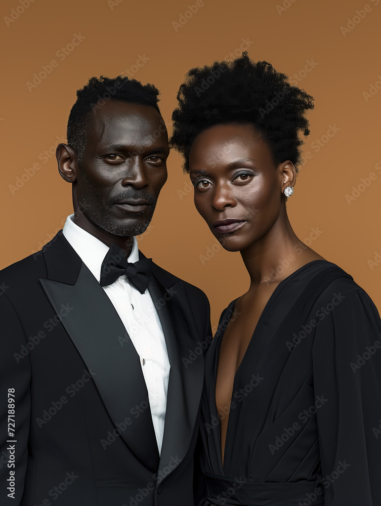Beautiful african couple dressed for a ball, in love Beautiful african couple dressed for a ball, in love