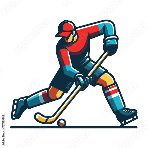Ice hockey player sportsman vector illustration, winter sport activity, hockey male player design template isolated on white background © lartestudio