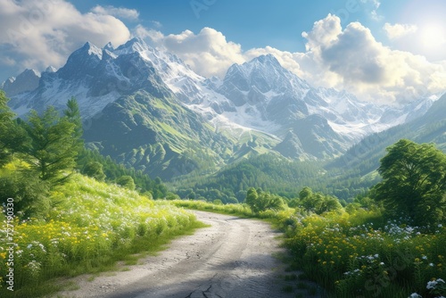 Mountain road on summer landscap