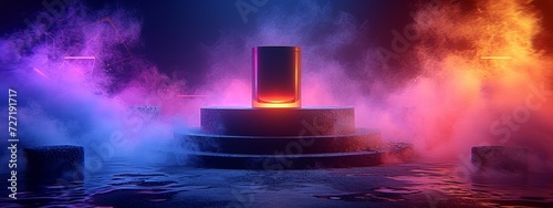 A Fountain With Colored Smoke Emanating