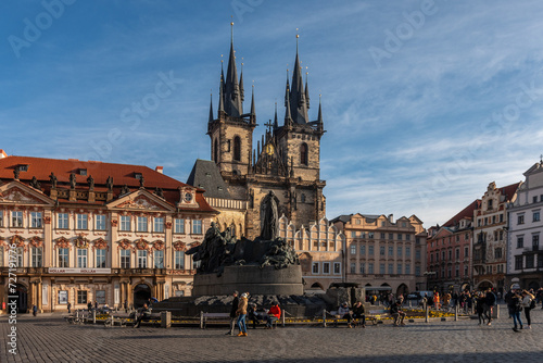 Old Town square with Tyn Church in Prague, Czech Republic.