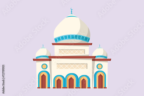 Kabaah alharam and mosque concept. Colored flat vector illustration isolated. photo