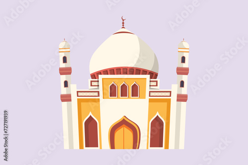 Kabaah alharam and mosque concept. Colored flat vector illustration isolated. photo