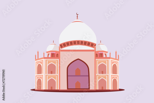 Kabaah alharam and mosque concept. Colored flat vector illustration isolated. photo