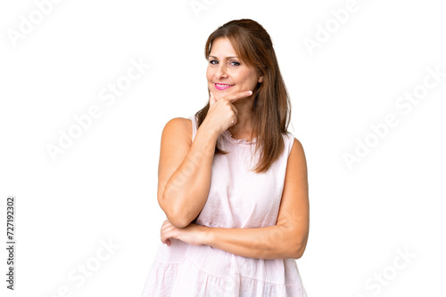 Middle age woman over isolated background happy and smiling © luismolinero