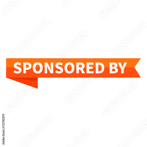 Sponsored By Text In Orange Ribbon Rectangle Shape For Information Announcement Business Marketing Social Media
