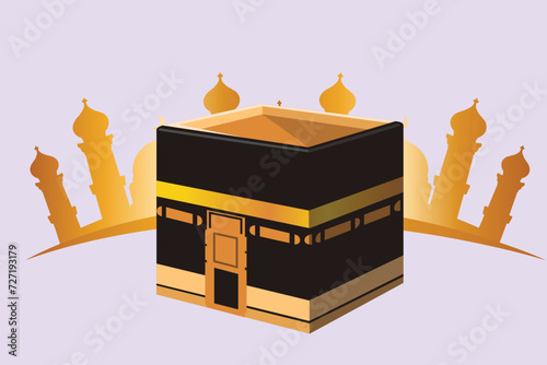 Kabaah alharam and mosque concept. Colored flat vector illustration isolated. photo