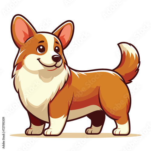 Cute adorable corgi dog cartoon character vector illustration  funny pet animal corgi puppy flat design mascot template isolated on white background