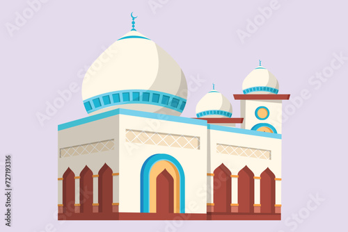 Kabaah alharam and mosque concept. Colored flat vector illustration isolated. photo