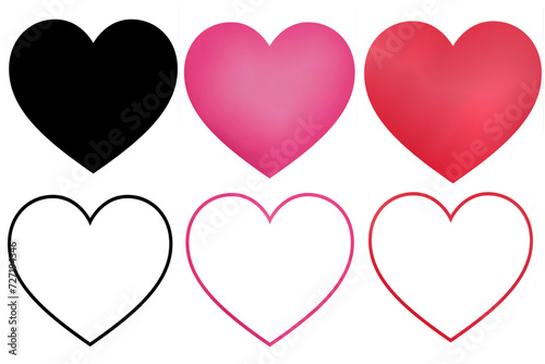 set of hearts icon shaped clipart ,vector illustration Valentines Day concept