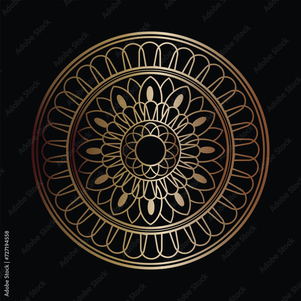 Luxury ornamental mandala design background in gold color. Simple mandala pattern.