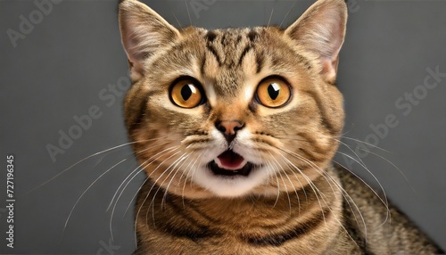 portrait of a surprised cat scottish straight