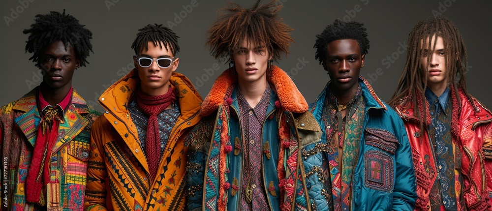 Group of Men With Dreadlocks Standing Together. Generative AI.