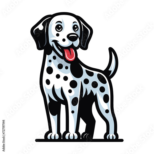Cute adorable dalmatian dog cartoon character vector illustration  funny pet animal dalmatian puppy flat design mascot logo template isolated on white background