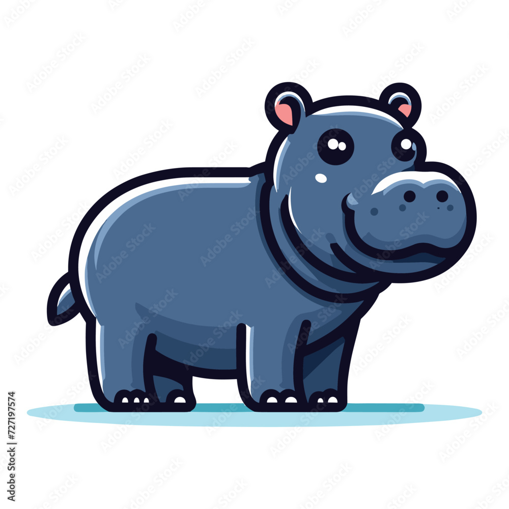 Cute wild animal hippopotamus cartoon design vector, zoology illustration, hippo flat design template isolated on white background Cute wild animal hippopotamus cartoon design vector, zoology illustration, hippo flat design template isolated on white background