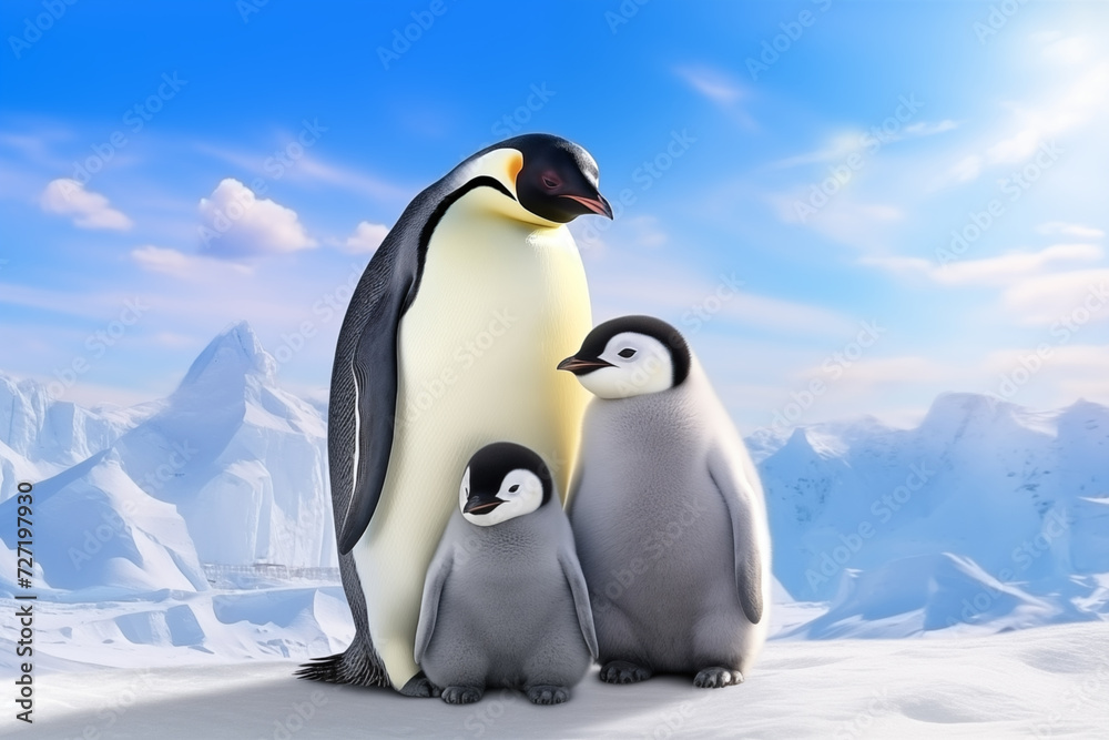 Obraz premium Emperor penguin family