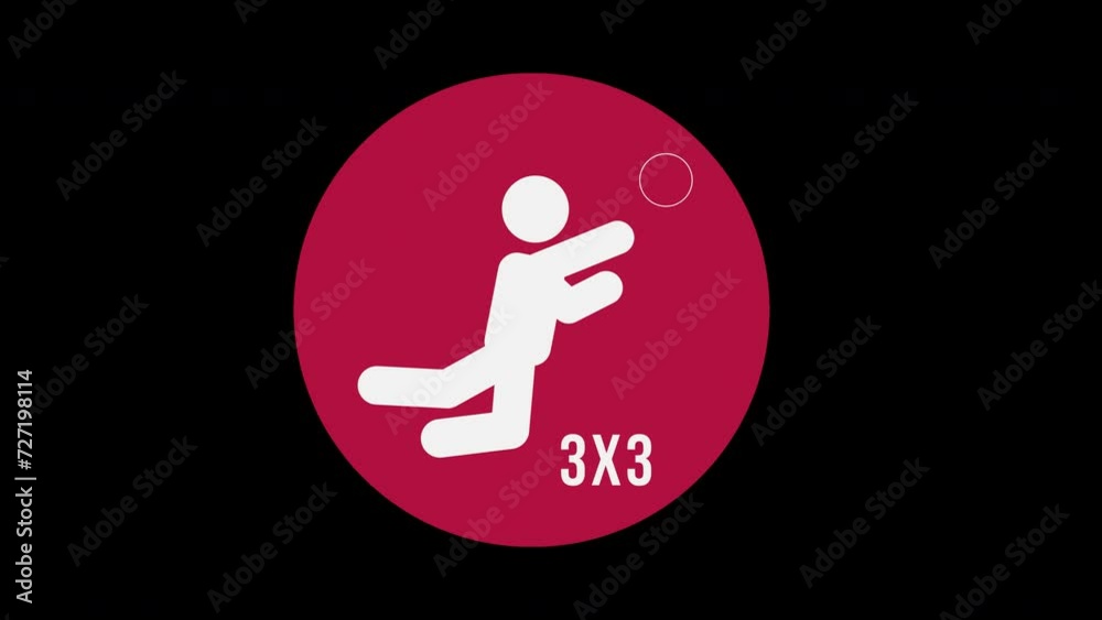 Pictograma de los Juegos Olímpicos de lado izquierdo con el deporte baloncesto 3x3 con alpha
