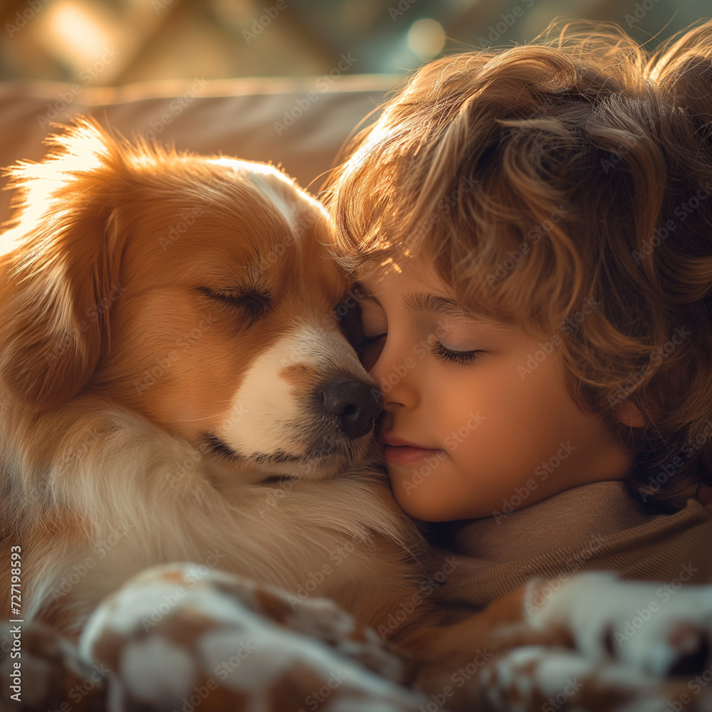a boy kiss and dog