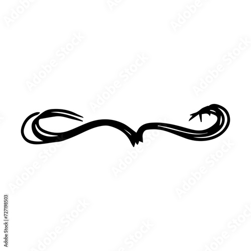 Scribble brush stroke element, abstract charcoal curly line illustration for background design 