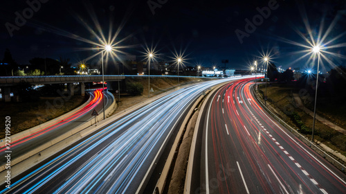 Colorful trail of car lights using long exposure