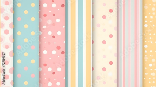 pastels digital paper with playful polka dots and stripes