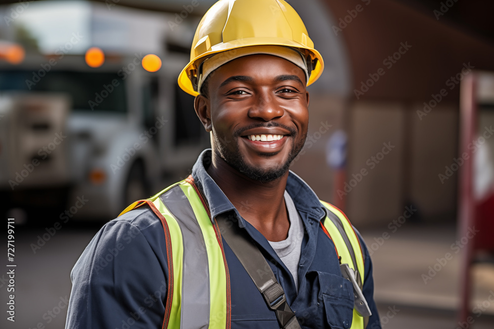 Young African American man with worker cap Young African American man with worker cap