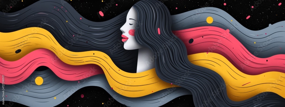 Womans Face With Wavy Hair in the Background Womans Face With Wavy Hair in the Background