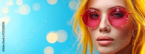 Woman With Yellow Hair and Pink Glasses