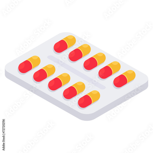 An editable design icon of pills strip