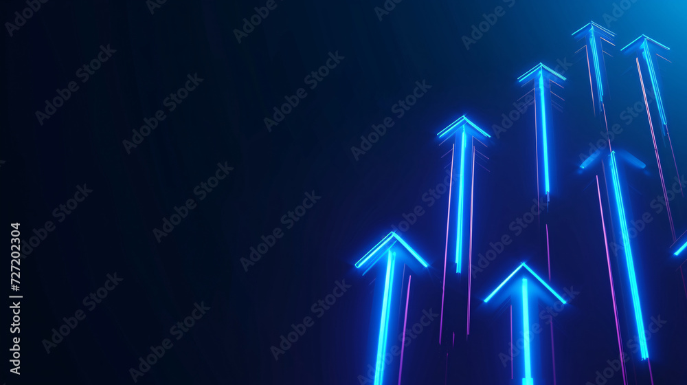 Fintech upward arrow chart background, stock stock market finance economic growth trend concept illustration - obrazy, fototapety, plakaty 