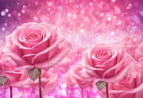 pink roses with bokeh